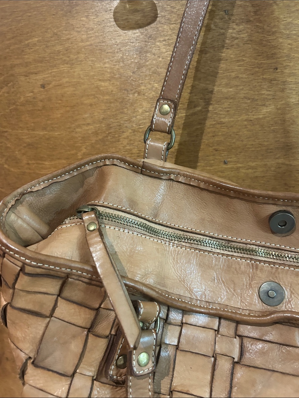 Vintage Costanza Rota Woven Leather Tote Bag in Brown - Picture 10 of 16